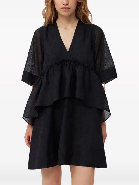 GANNI crinkled georgette minidress - Black