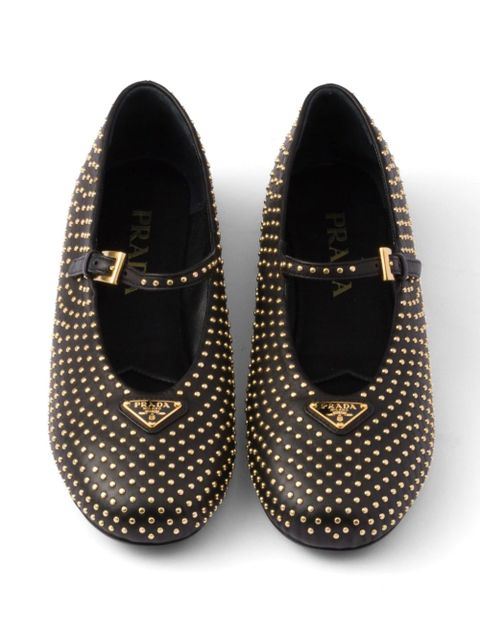 Prada stud-embellished ballerina shoes - Black