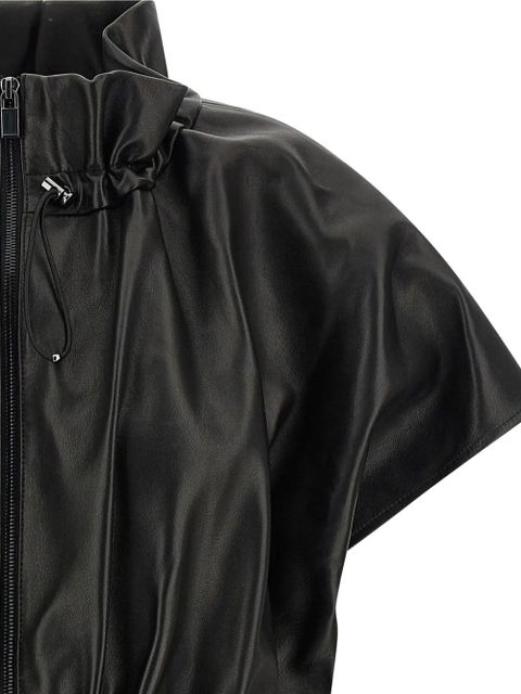 Magda Butrym ruffled high-neck leather jacket - Black