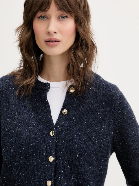 Abercrombie & Fitch kardigan z dodatkiem wełny damski kolor granatowy KI150-5473-200