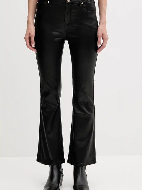 Gaudi spodnie damskie kolor czarny dzwony high waist 521BD25016