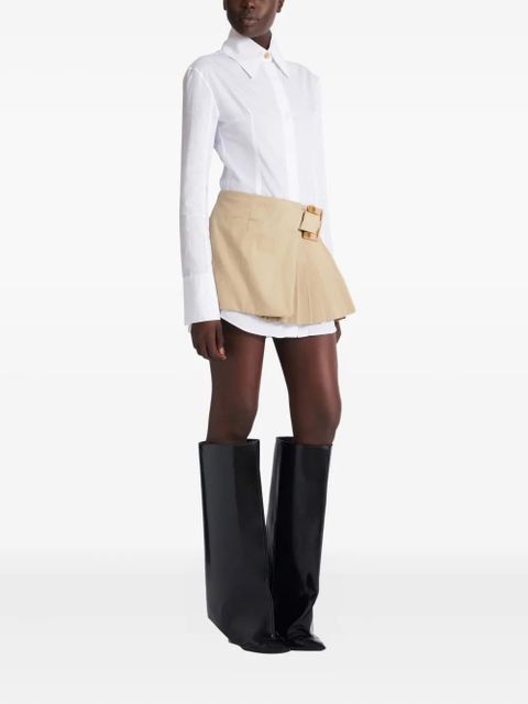 Balmain belt pleated mini skirt - Neutrals