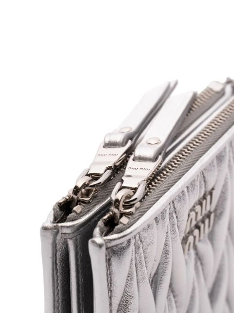 Miu Miu small matelassé leather wallet - Silver