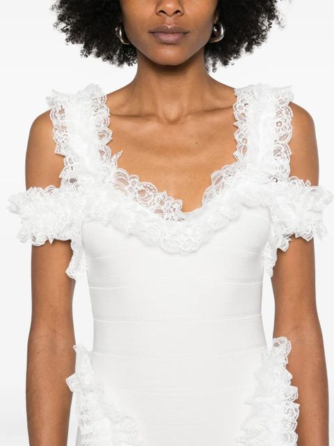 Self-Portrait x Christopher Kane knit ruffle mini dress - White