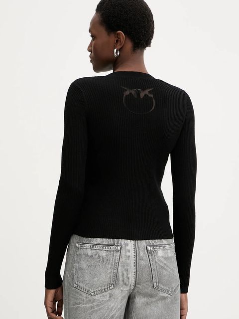 Pinko kardigan z dodatkiem wełny damski kolor czarny lekki 105506 A18M