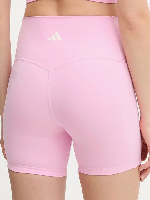 adidas Performance szorty treningowe damskie kolor różowy gładkie high waist KT3302