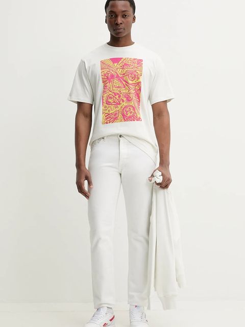 Herschel bluza bawełniana kolor beżowy z nadrukiem 50550-05977