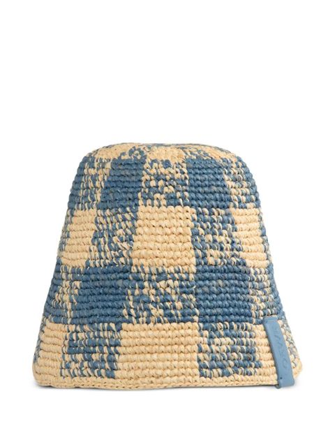 LOEWE checkered straw bucket hat - Neutrals - zdjęcie produktu nr 1