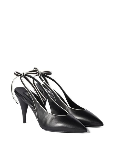 Miu Miu 85mm bow-detail slingback pumps - Black