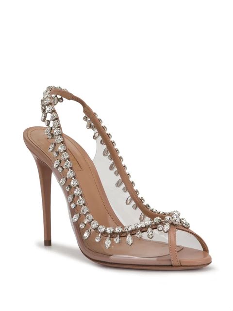 Aquazzura 110mm Temptation crystal-embellished pumps - Neutrals - zdjęcie produktu nr 2