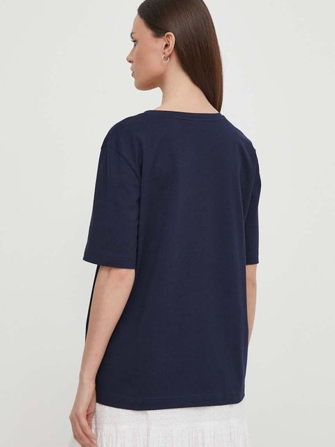 Lacoste t-shirt bawełniany damski kolor granatowy