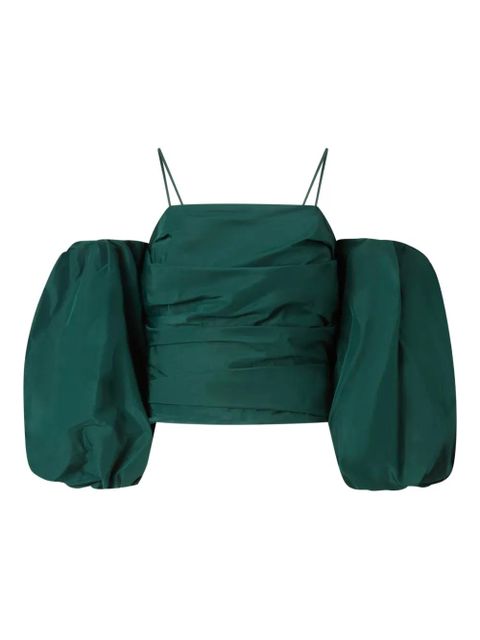 PINKO Pallottoliere gathered puff-sleeve top - Green - zdjęcie produktu nr 1