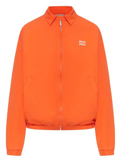 Miu Miu zip-up logo-detail bomber jacket - Orange - zdjęcie produktu nr 1