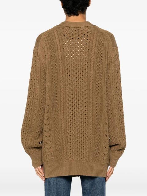 Chloé cable-knit pointelle cardigan - Green