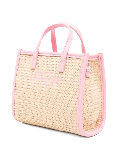 MC2 Saint Barth mini Vivian woven logo-embroidered tote bag - Neutrals