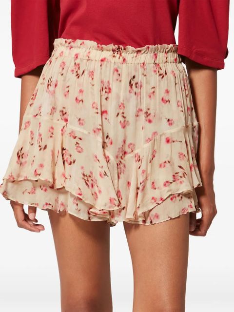 MARANT ÉTOILE Sornel ruffled floral-print shorts - Neutrals