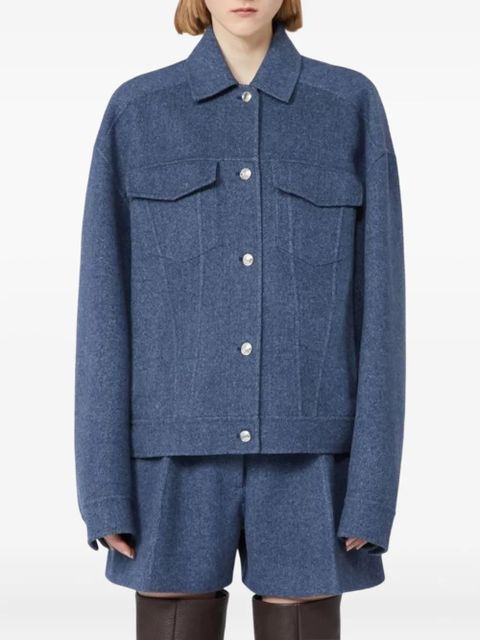 Sportmax flap-pocket metal-button wool jacket - Blue - zdjęcie produktu nr 2