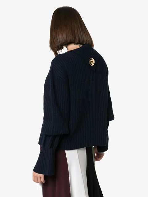 JW Anderson foldover-neck ribbed sweater - Blue