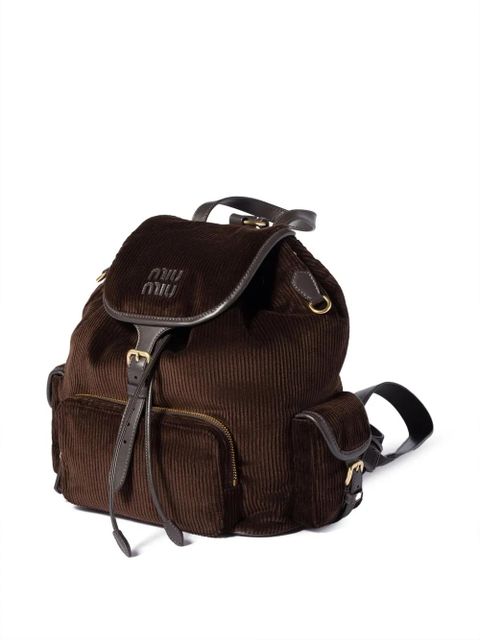 Miu Miu large corduroy backpack - Brown