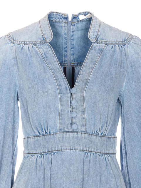 ZIMMERMANN Lucky V-neck denim midi dress - Blue