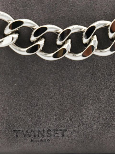 TWINSET Liliane chain-embellished suede shoulder bag - Grey