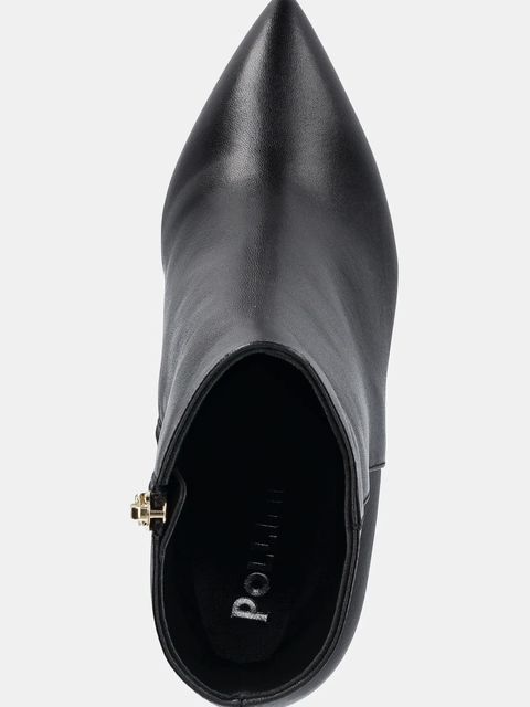 Pollini botki skórzane damskie kolor czarny na szpilce SA21038M0NTE0000