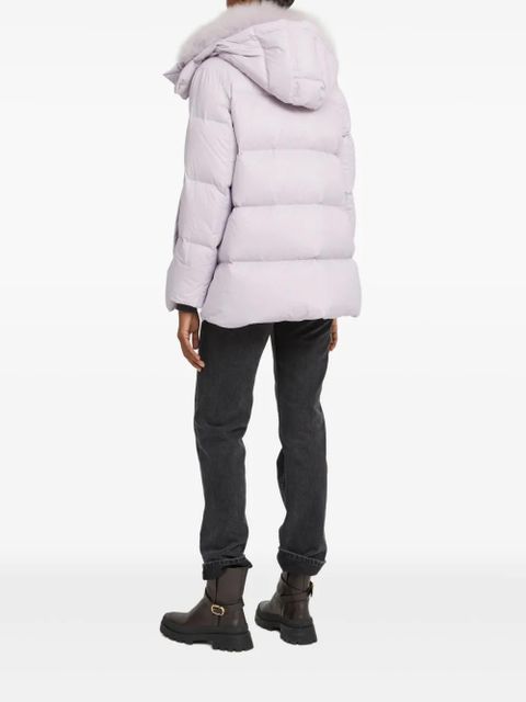 Yves Salomon lambshearling-collar down coat - Purple