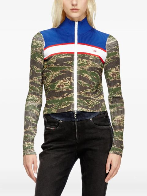 Diesel tiger-print ribbed sweater - Blue