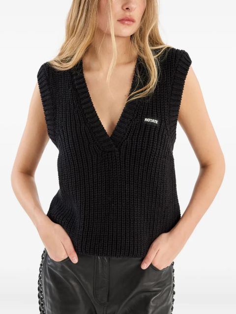 ROTATE BIRGER CHRISTENSEN V-neck knitted vest - Black
