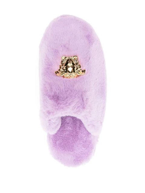 Versace Medusa faux-fur slippers - Purple