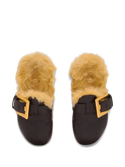 Balmain faux-fur lining mules - Black
