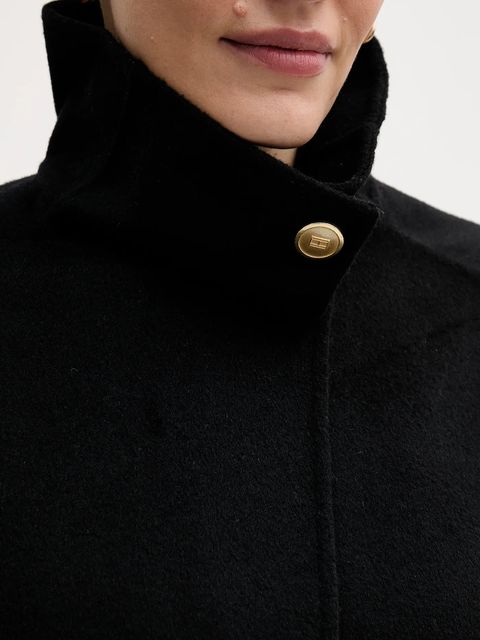 Tommy Hilfiger płaszcz z dodatkiem wełny kolor czarny WW0WW47758