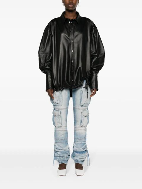 The Attico leather shirt jacket - Black