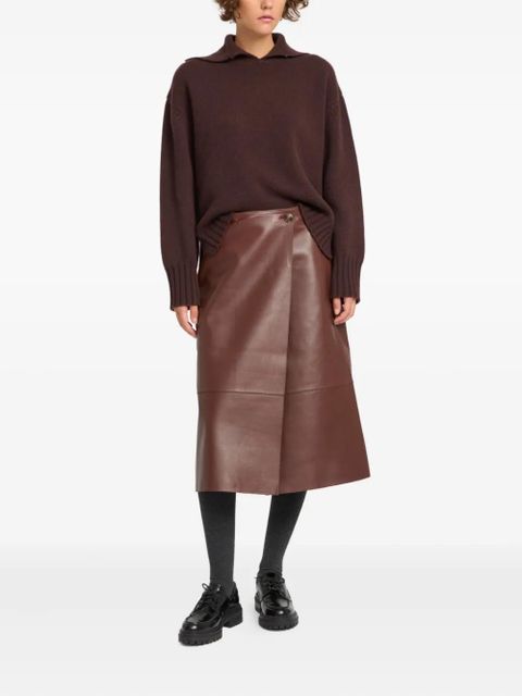Yves Salomon leather wrap midi skirt - Brown - zdjęcie produktu nr 2