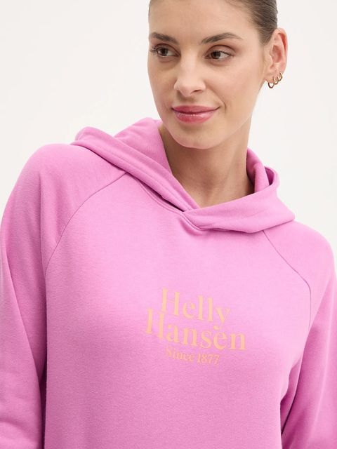 Helly Hansen bluza damska kolor różowy z kapturem z aplikacją 54239
