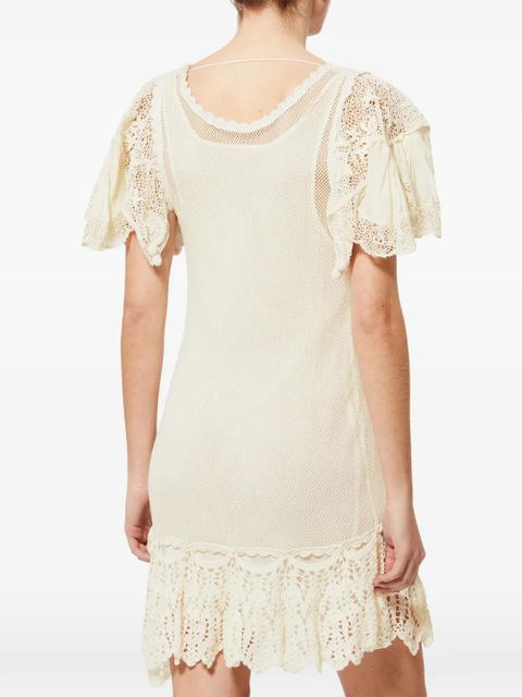 ISABEL MARANT Diena lace-panel mini dress - Neutrals