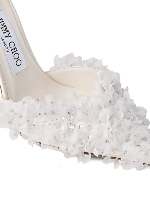 Jimmy Choo Saeda crystal-strap floral pumps - White