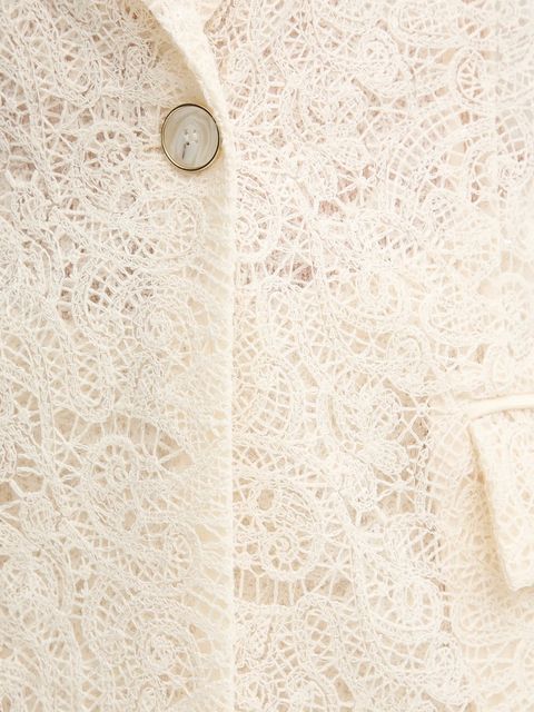 Simona Corsellini marynarka kolor beżowy jednorzędowa wzorzysta P25CPGI009