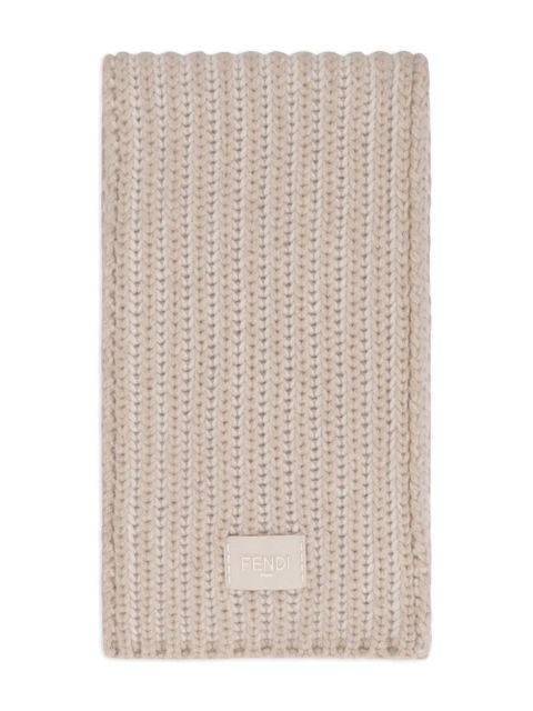 FENDI logo-patch scarf - Neutrals - zdjęcie produktu nr 1
