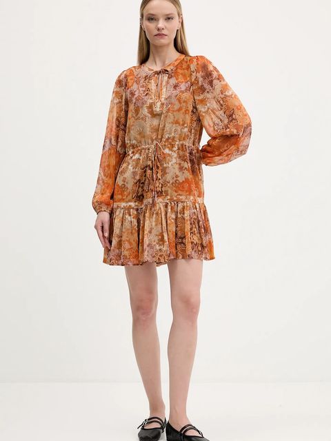 Desigual sukienka BOHOSHORT kolor pomarańczowy mini rozkloszowana 25WWVW18 - zdjęcie produktu nr 2