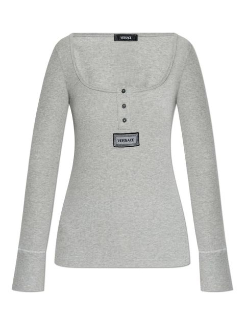 Versace ribbed-knit Henley T-shirt - Grey