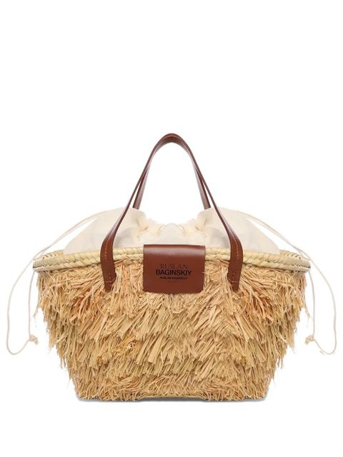 Ruslan Baginskiy Nest straw trim tote bag - Neutrals - zdjęcie produktu nr 1