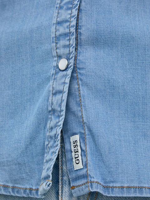 Guess koszula RILEY damska kolor niebieski regular z kołnierzykiem klasycznym W2GH75 D4NA1