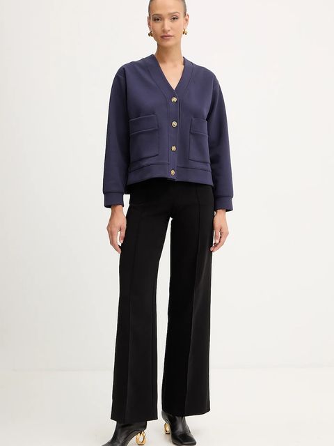 Karl Lagerfeld kardigan damski kolor granatowy lekki A4W20034