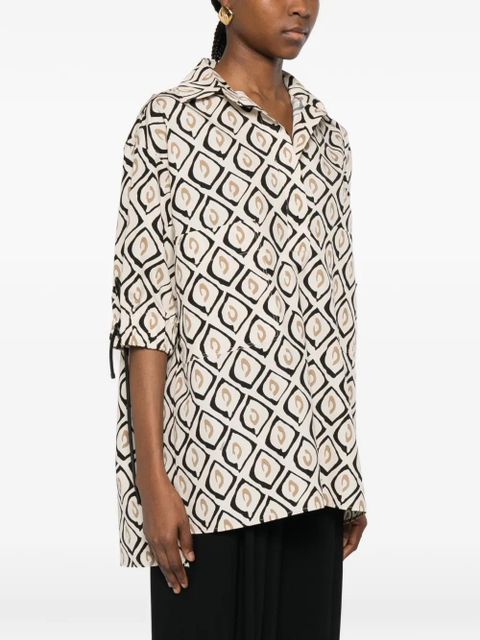 Max Mara Mxmecru tie-detail patterned blouse - Neutrals