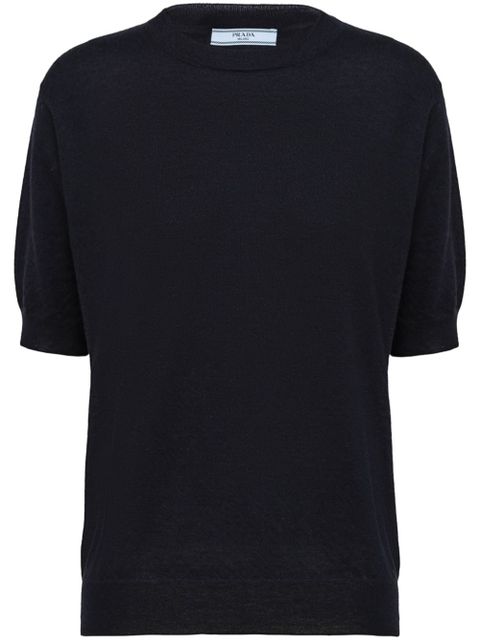 Prada triangle-logo cashmere knitted top - Blue - zdjęcie produktu nr 1