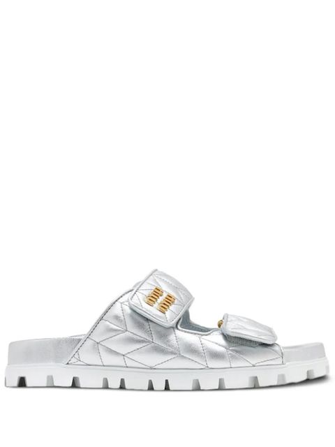 Miu Miu matelassé-effect sandals - Silver - zdjęcie produktu nr 1