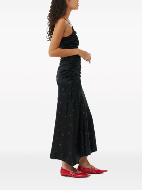 GANNI ruched slip dress - Black