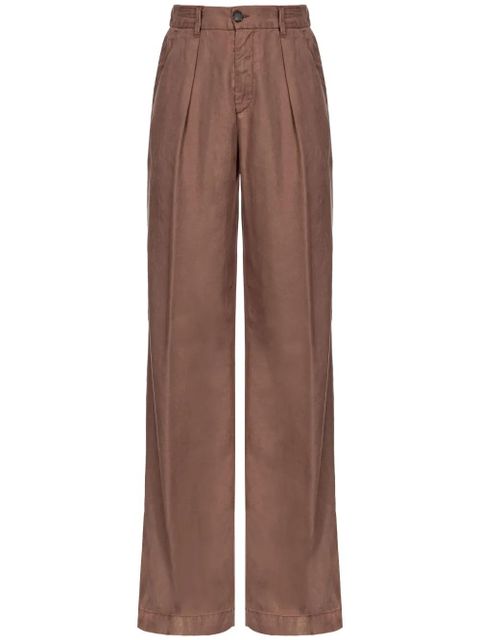 PINKO logo-embroidered straight-leg trousers - Brown - zdjęcie produktu nr 1