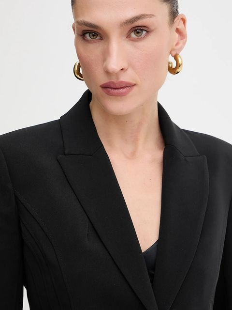 Patrizia Pepe marynarka kolor czarny jednorzędowa gładka 8S0545 A6F5